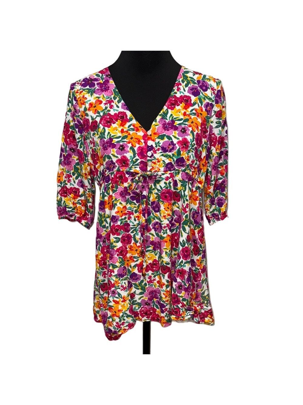 Showpo Floral V-Neck Fit & Flare Dress | Size US 6